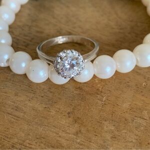 Diamond silver ring Mexican 925 Sterling silver